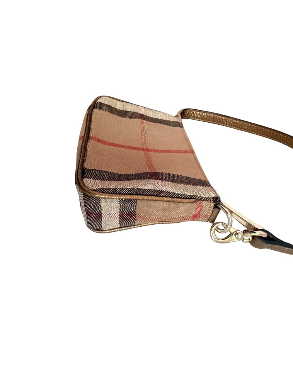 Burberry House Check Wristlet Pouch Nova Check Canvas Leather Zip Clutch - Picture 8 of 10